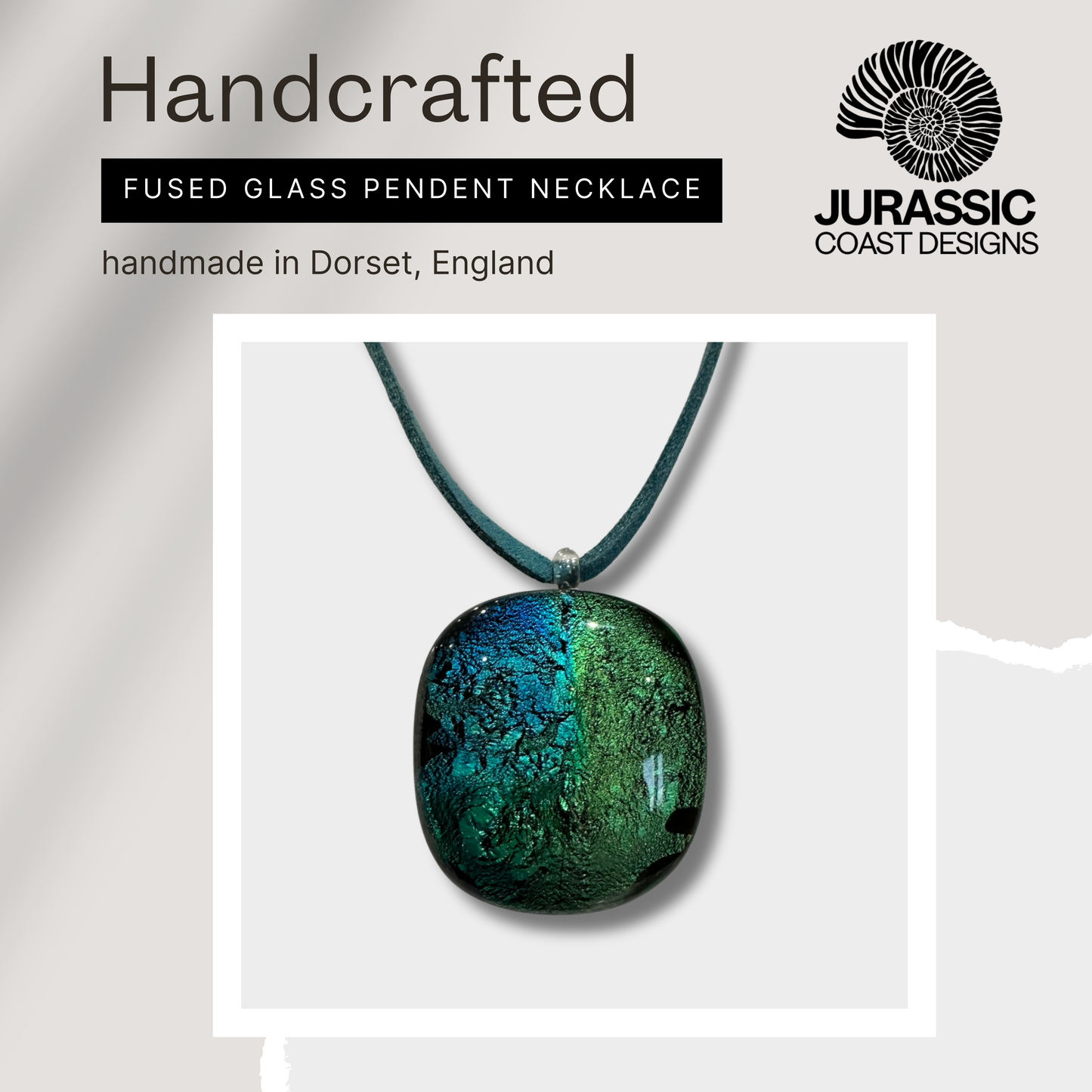 Sea Glass Eclipse Fused Glass Pendant Necklace