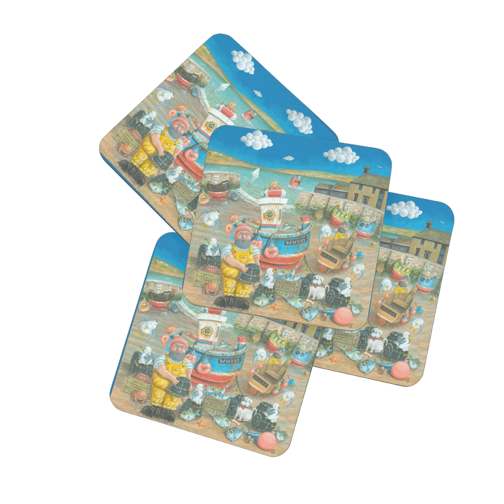 Paul Liggins Lazing in Lyme Design Jurassic Coast Designs Coaster Set