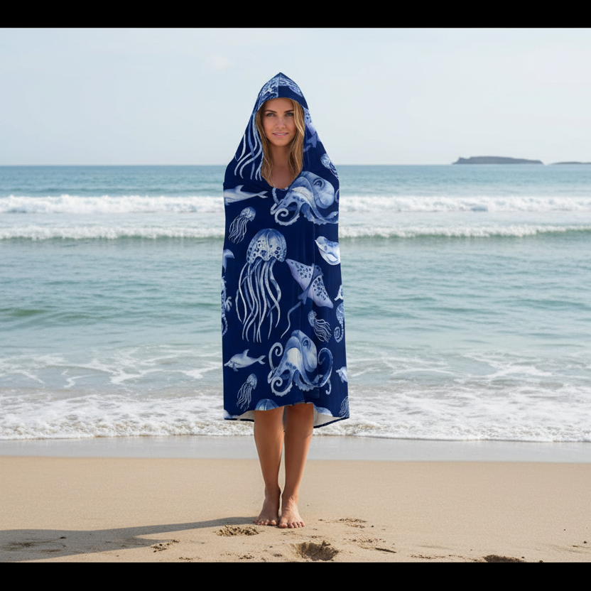 Sea Animals - Super Soft Hooded Blanket