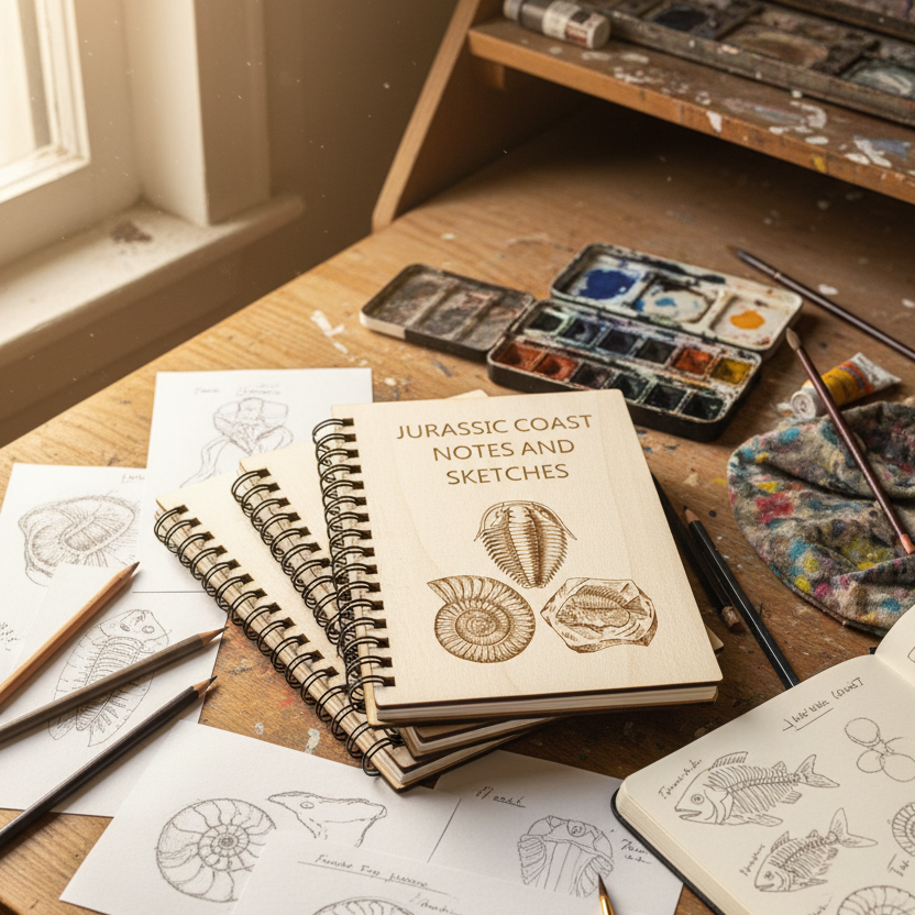 Jurassic Coast Notes and Sketching Spiral-Bound Blank Wood Journal