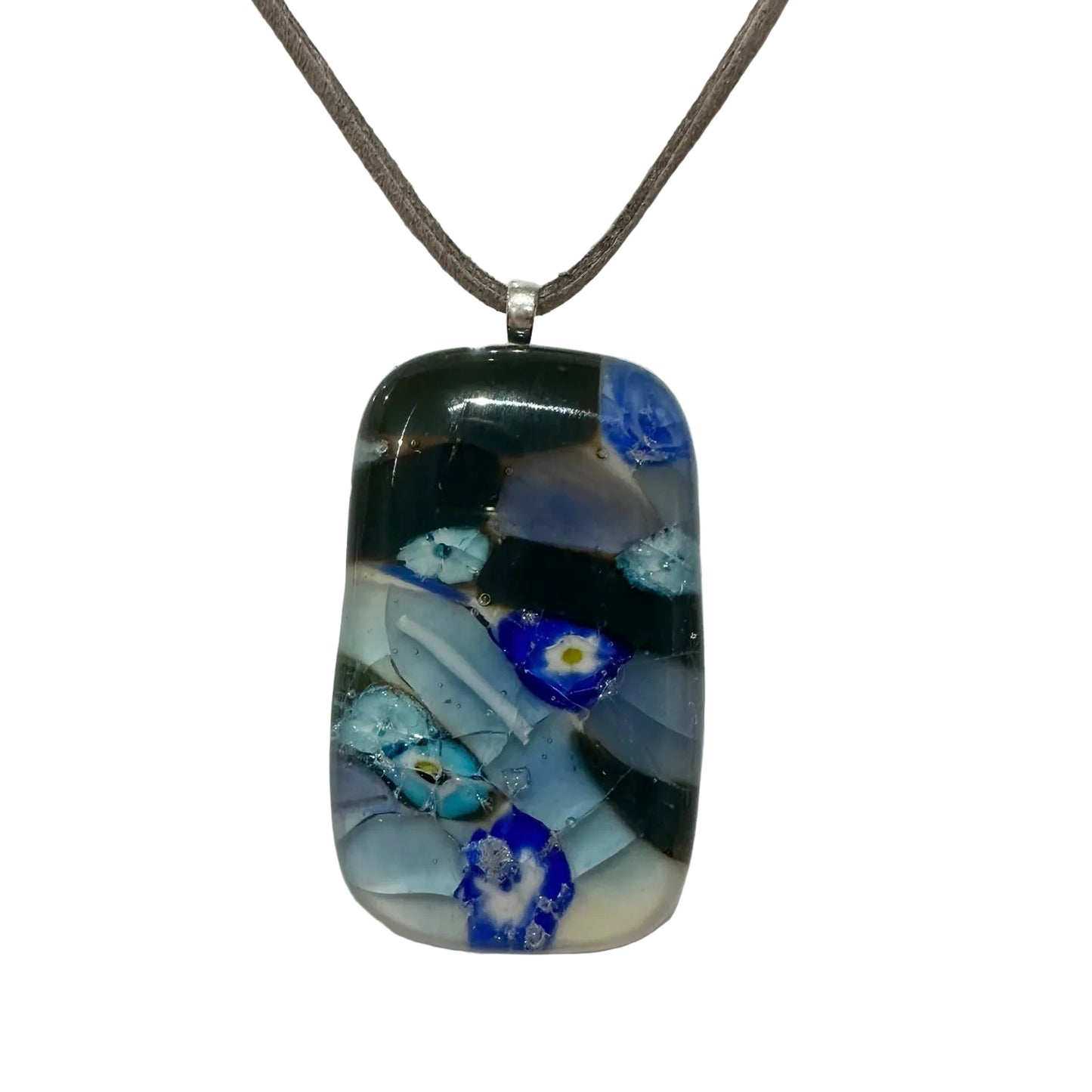 Necklace with a pendant featuring floral design on a white mannequin