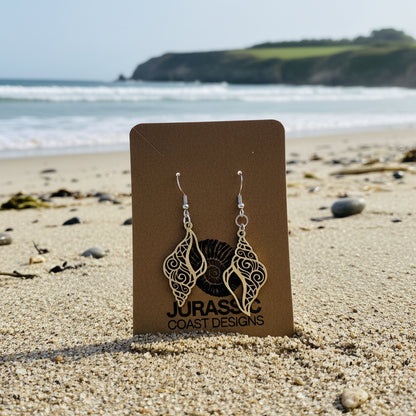 Decorative earrings on aJurassic coast designs card