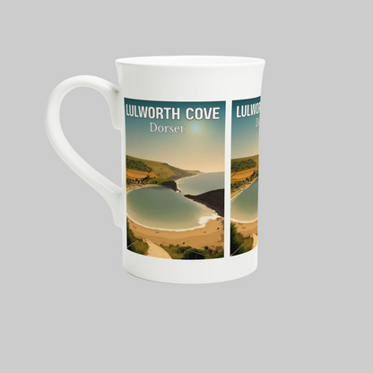 Mug with Lulworth Cove, Dorset design on a white background