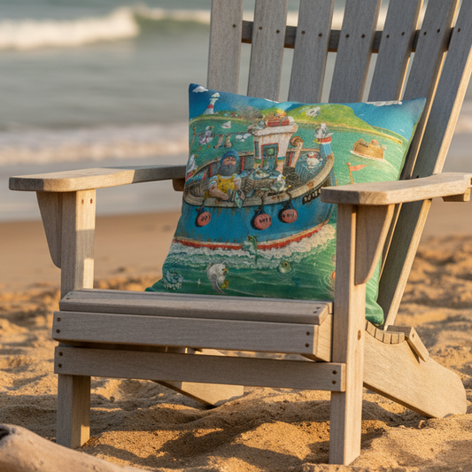 Paul Liggins Them Pesky Gulls Design Throw Pillow with Insert