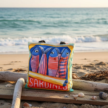 Sardine Tote Bags with Fish Charm