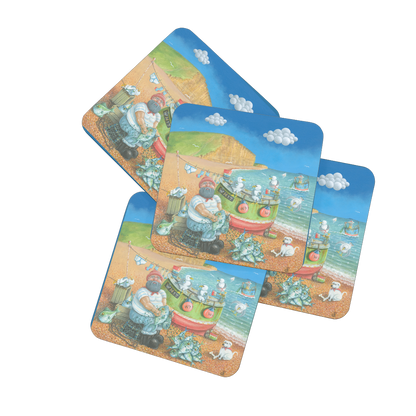 Paul Liggins West Bay Wash Day Design Jurassic Coast Designs Coaster Set