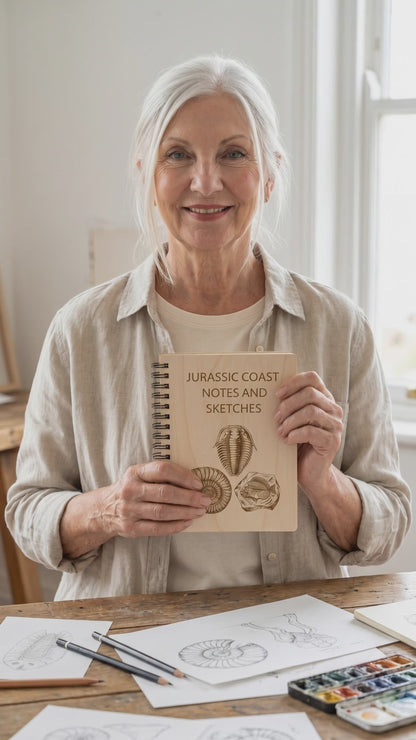 Jurassic Coast Notes and Sketching Spiral-Bound Blank Wood Journal